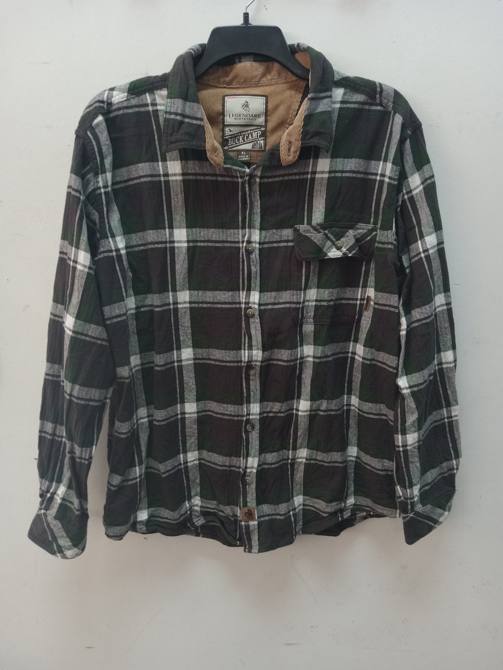 Legendary Whitetails Green and White Plaid Button-Down Shirt